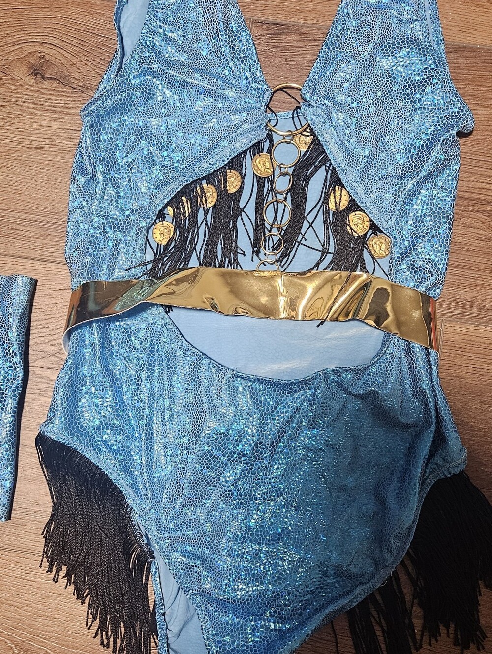 Blue & Gold Bodysuit Rave Set - Picture 4 of 9